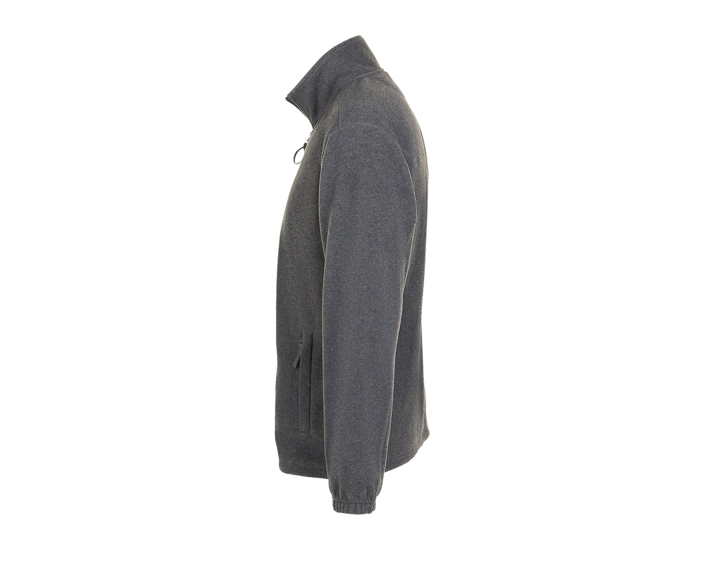 Veste polaire personnalisée gris chiné vue profil - Zélyne Studio