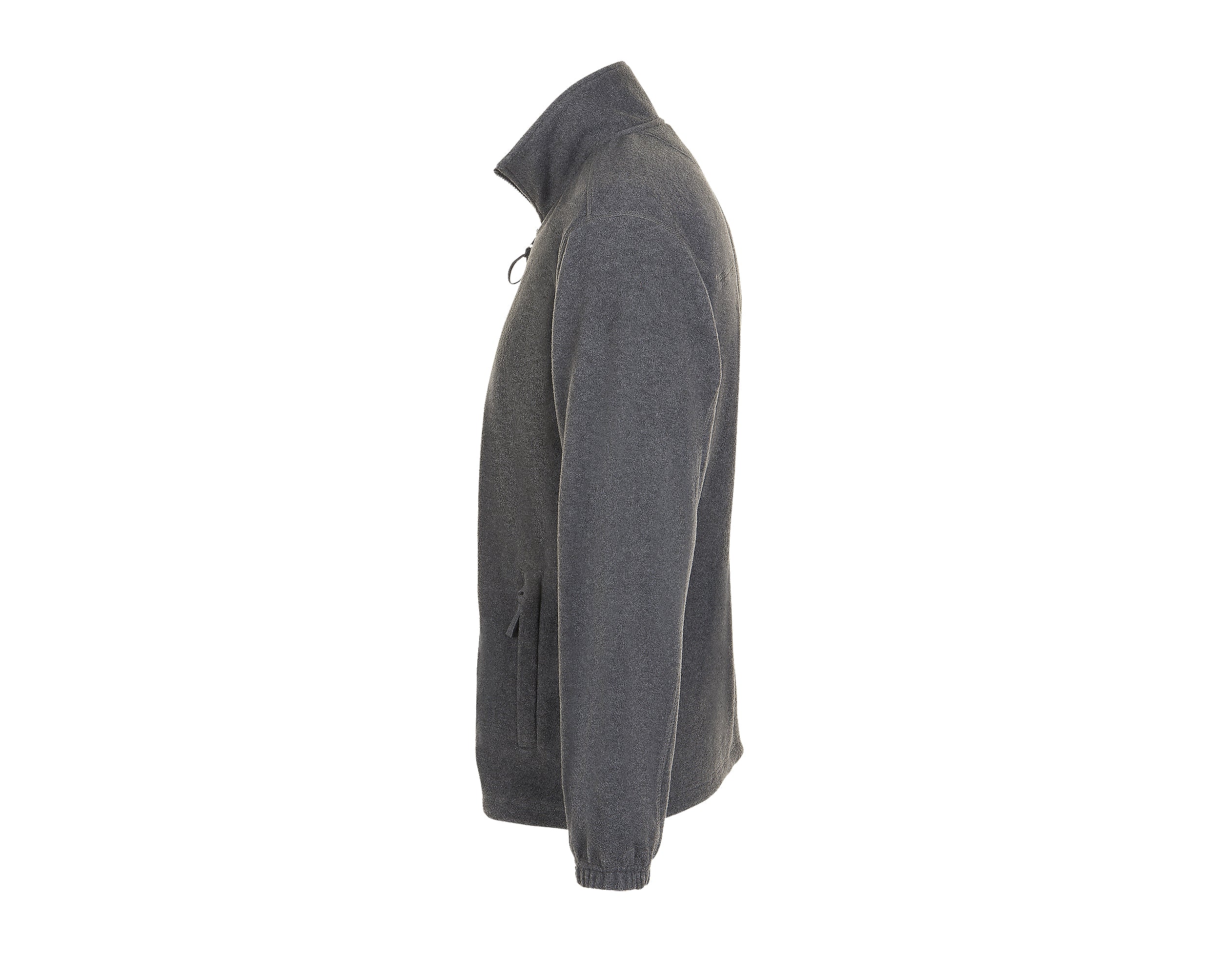 Veste polaire personnalisée gris chiné vue profil - Zélyne Studio
