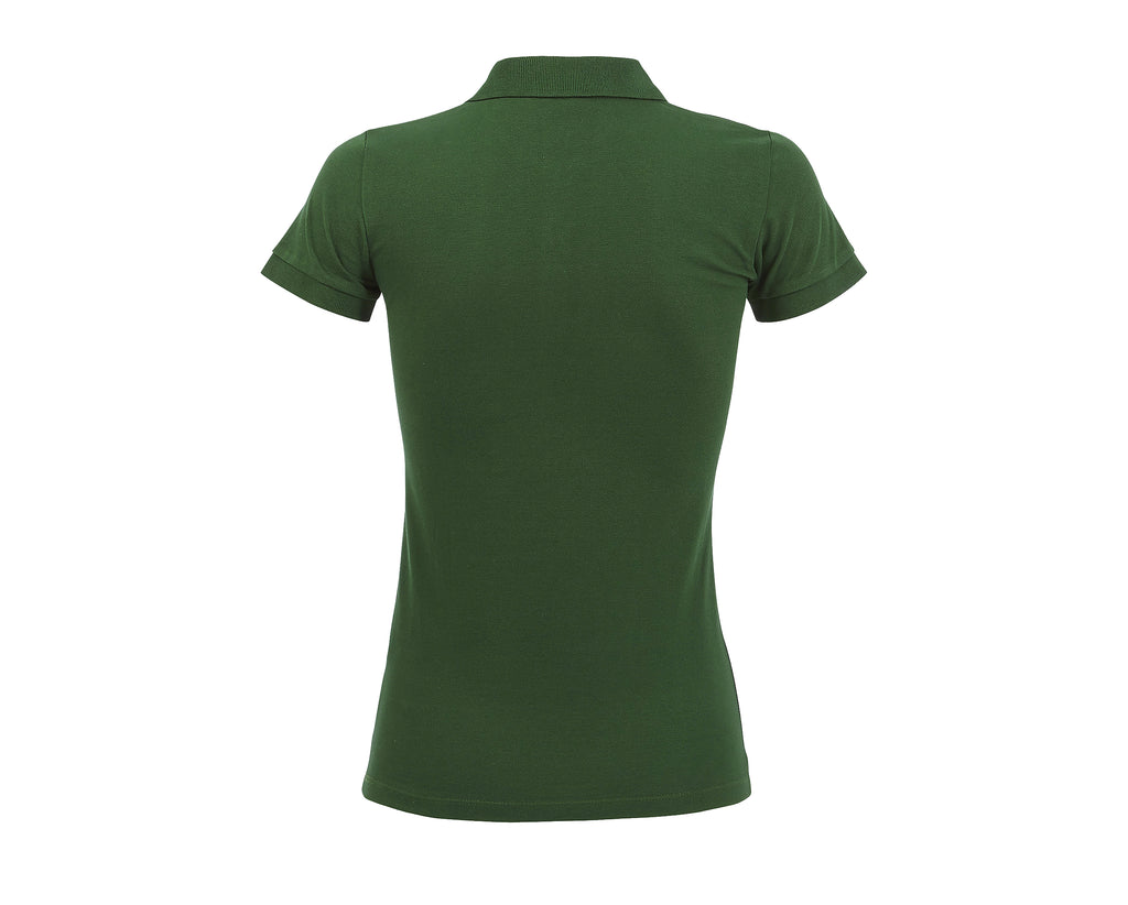 Polo Femme personnalisé vert bouteille vue profil - Zélyne Studio