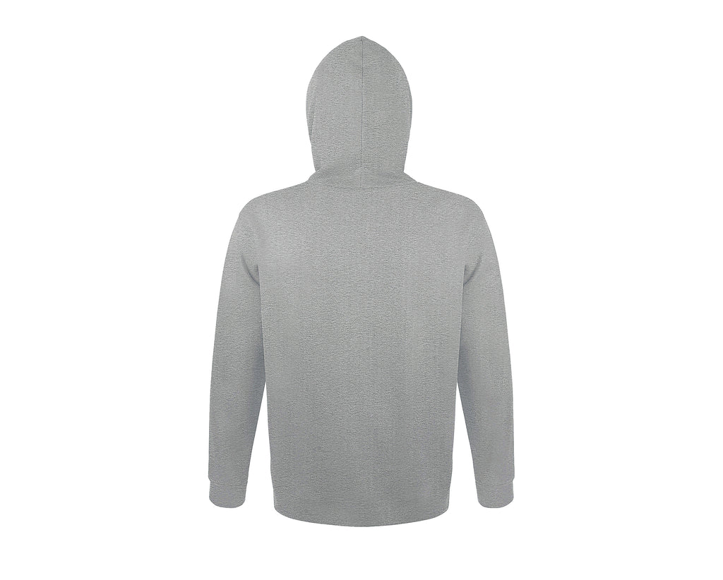 Sweat capuche Essentiel personnalisé gris chiné vue profil - Zélyne Studio